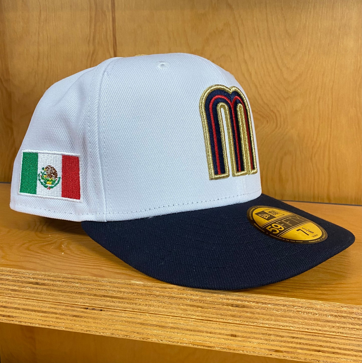 New Era Mexico Fitted Hat White Navy Gold